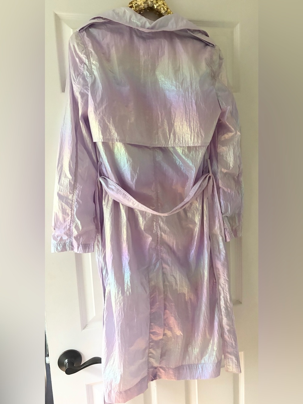 Avec Les Filles Lavender Iridescent Belted Trench Sz Small - Picture 5 of 9